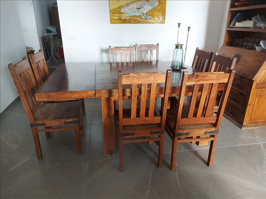 תמונה 1 ,שולחן נפתח ושמונה כסאות  למכירה בנתניה  ריהוט  פינת אוכל