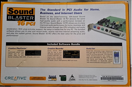 תמונה 1 ,Creative Sound Blaster 16 PCI למכירה בכפר סבא מחשבים וציוד נלווה  כרטיס קול