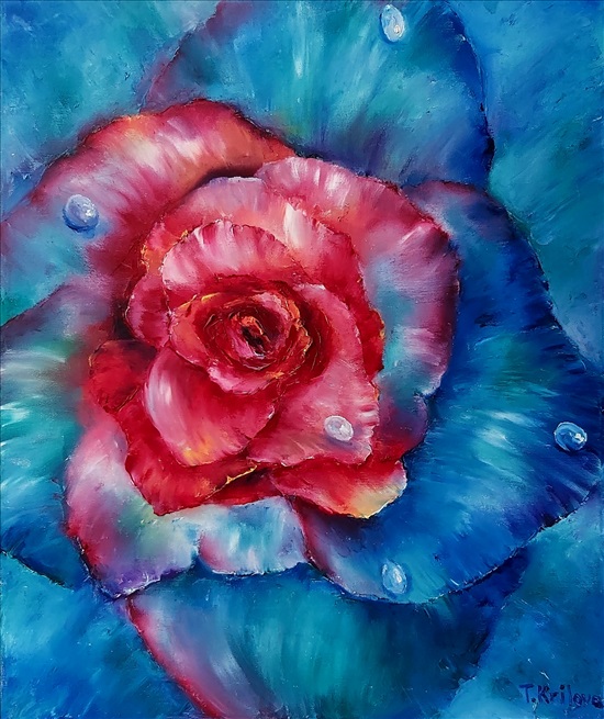 תמונה 1 ,ציור פרח.שמן על בד למכירה בנתניה אומנות  ציור