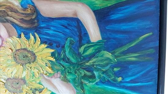 תמונה 2 ,ילדה עם פרחים למכירה בנתניה אומנות  ציור