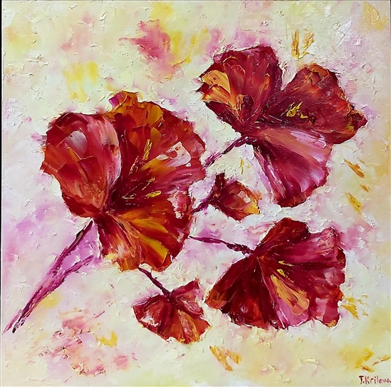 תמונה 1 ,פרח אדום.שמן על בד למכירה בנתניה אומנות  ציור