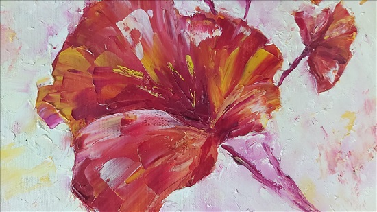 תמונה 2 ,פרח אדום.שמן על בד למכירה בנתניה אומנות  ציור