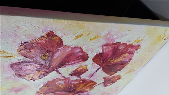 תמונה 3 ,פרח אדום.שמן על בד למכירה בנתניה אומנות  ציור
