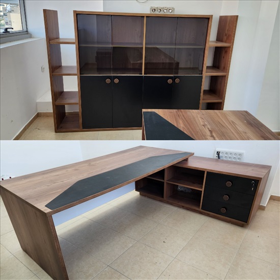 תמונה 1 ,סט שולחן משרדי וארון עץ מלא למכירה ברמת ישי ריהוט  ריהוט משרדי
