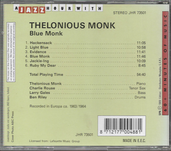 תמונה 2 ,Thelonious Monk Blue Monk למכירה ברמת השרון אספנות  תקליטים ודיסקים
