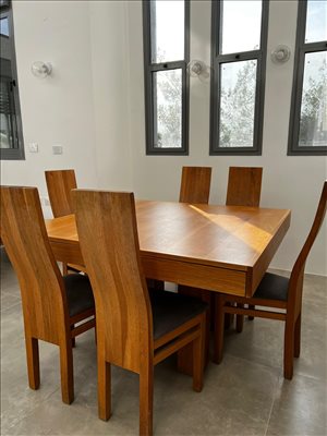 שולחן מהמם + 6 כיסאות מעץ אלון 