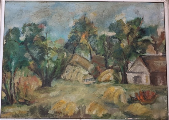 תמונה 2 ,ציור שמן על קרטון נוף כפרי למכירה ברמת גן אומנות  ציורים