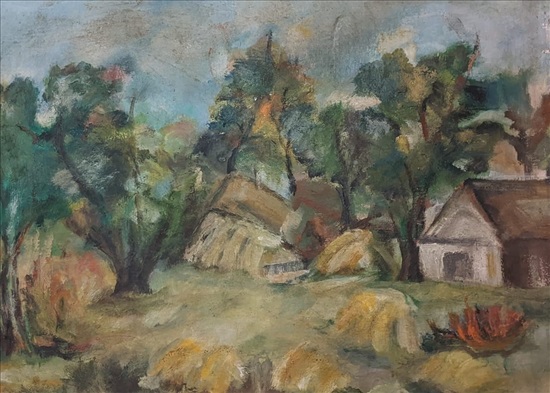 תמונה 3 ,ציור שמן על קרטון נוף כפרי למכירה ברמת גן אומנות  ציורים