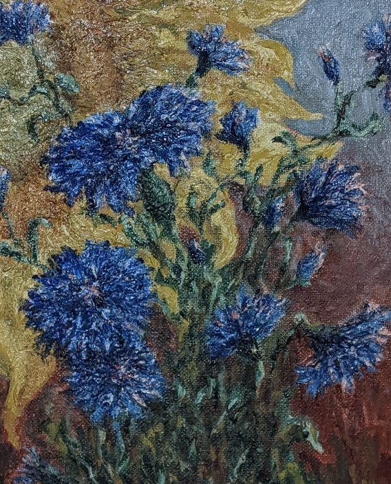 תמונה 3 ,ציור שמן על עץ ישן פרחים למכירה ברמת גן אומנות  ציור