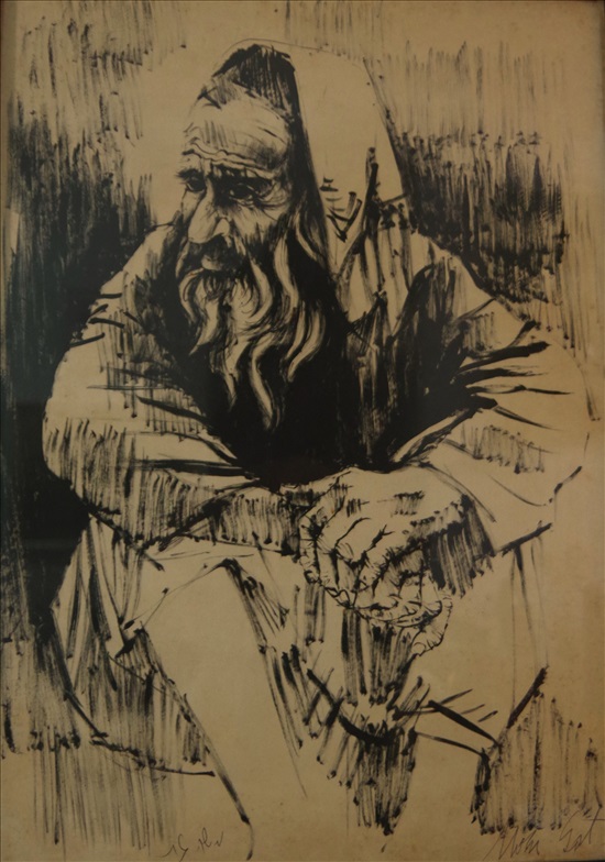 תמונה 1 ,משה גת, רישום פחם 70X50 למכירה ברמלה אומנות  ציורים