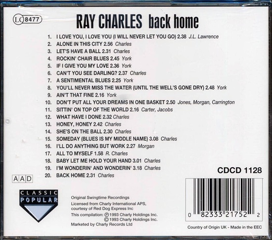 תמונה 2, Ray Charles Back Home למכירה ברמת השרון | אספנות  תקליטים ודיסקים