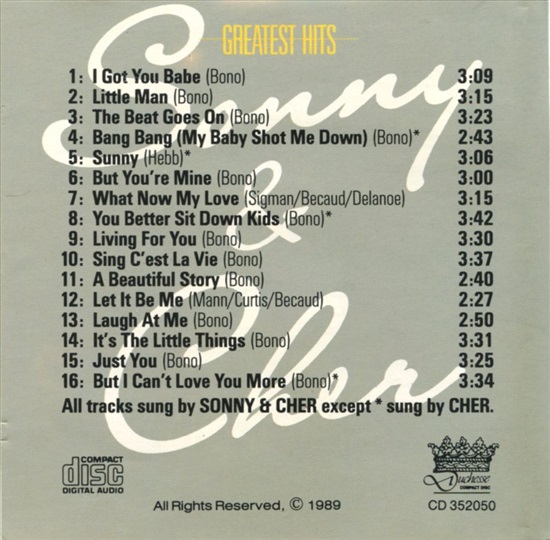 תמונה 2 ,Sonny & Cher Greatest Hits למכירה ברמת השרון אספנות  תקליטים ודיסקים