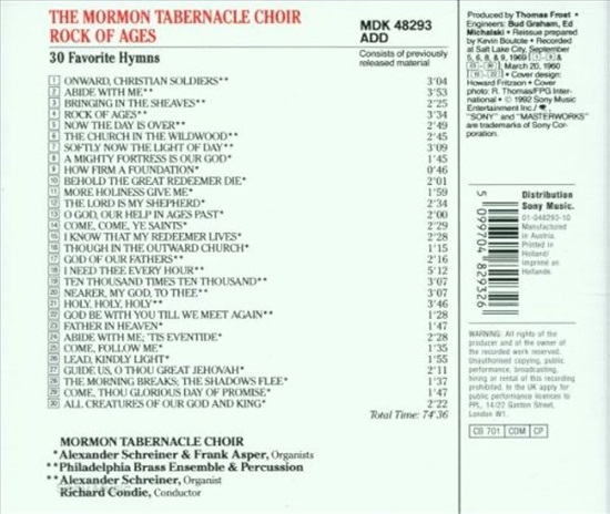 תמונה 2 ,Mormon Tabernacle Choir Rock o למכירה ברמת השרון אספנות  תקליטים ודיסקים