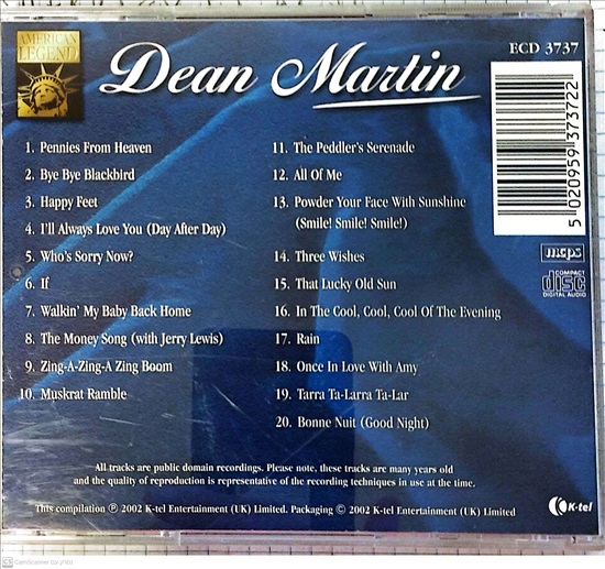 תמונה 2 ,Dean Martin 20 Outstanding Per למכירה ברמת השרון אספנות  תקליטים ודיסקים