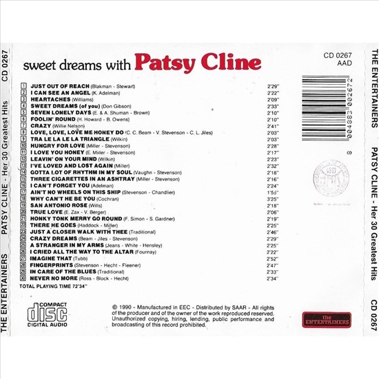 תמונה 2 , Sweet Dreams With Patsy Cline למכירה ברמת השרון אספנות  תקליטים ודיסקים