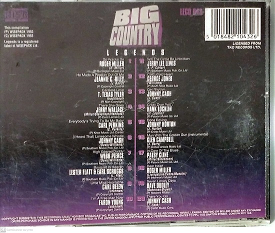 תמונה 2 ,Big Country Legends למכירה ברמת השרון אספנות  תקליטים ודיסקים