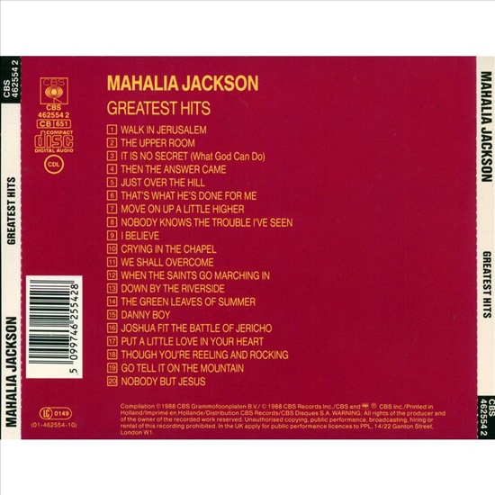 תמונה 2 ,Mahalia Jackson Greatest Hits למכירה ברמת השרון אספנות  תקליטים ודיסקים