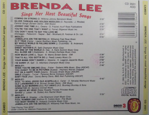תמונה 2 ,Brenda Lee Sings Her Most Beau למכירה ברמת השרון אספנות  תקליטים ודיסקים