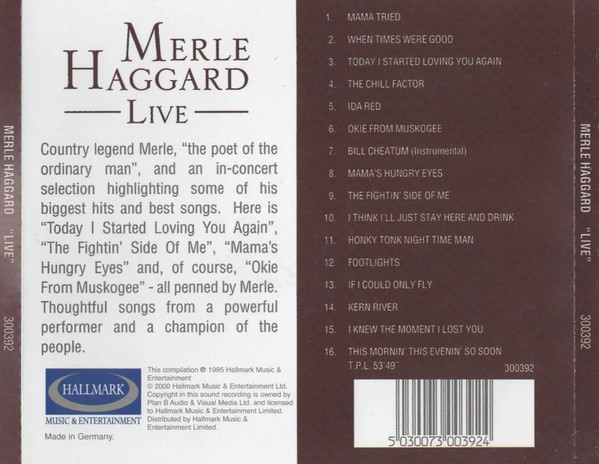 תמונה 2 ,Merle Haggard Live למכירה ברמת השרון אספנות  תקליטים ודיסקים