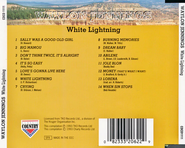 תמונה 2 ,Waylon Jennings White Lightnin למכירה ברמת השרון אספנות  תקליטים ודיסקים