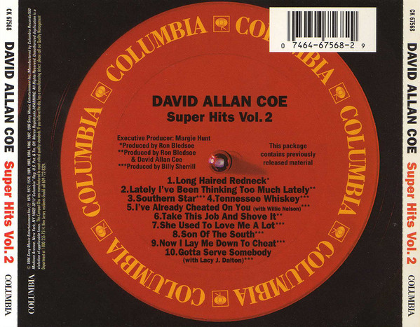 תמונה 2 ,David Allan Voe Super Hits Vol למכירה ברמת השרון אספנות  תקליטים ודיסקים