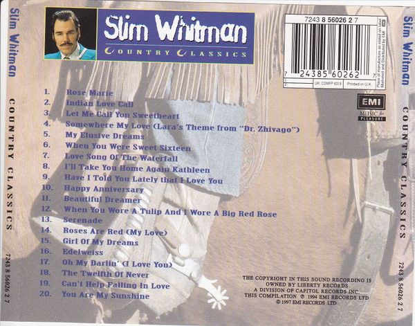 תמונה 2 ,Slim Whitman Country Classics למכירה ברמת השרון אספנות  תקליטים ודיסקים