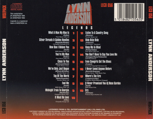 תמונה 2 ,Lynn Anderson Legends למכירה ברמת השרון אספנות  תקליטים ודיסקים