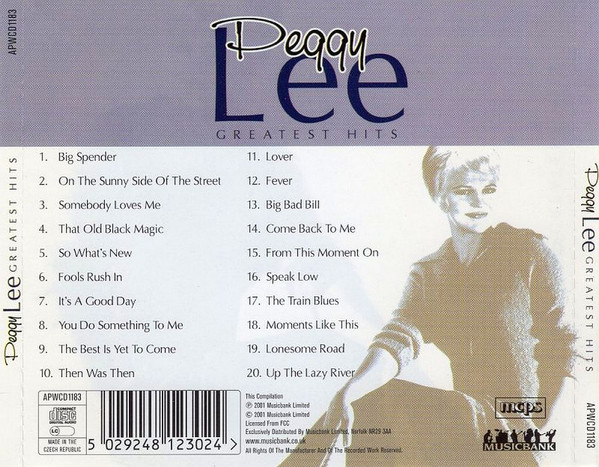 תמונה 2 ,Peggy Lee Greatest Hits למכירה ברמת השרון אספנות  תקליטים ודיסקים