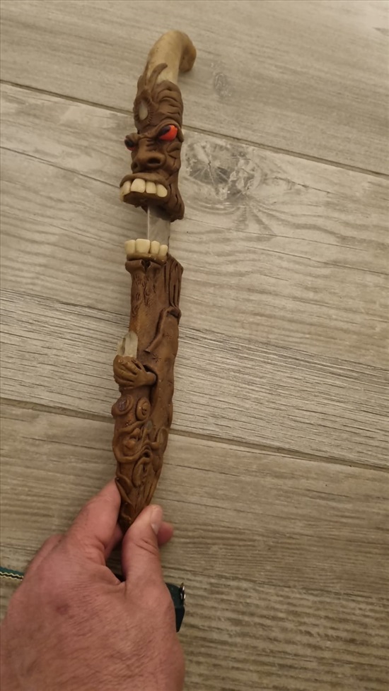תמונה 2 ,סכין מפימו בשילוב קרן ושיניים למכירה בכפר יונה אומנות  חפצי נוי