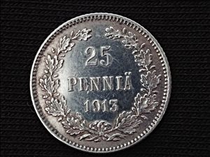 מטבע 25 פרוטות 1913 לפינלנד 