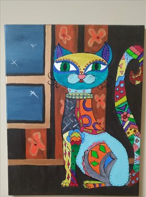 ציור צבעוני מיוחד של חתול  