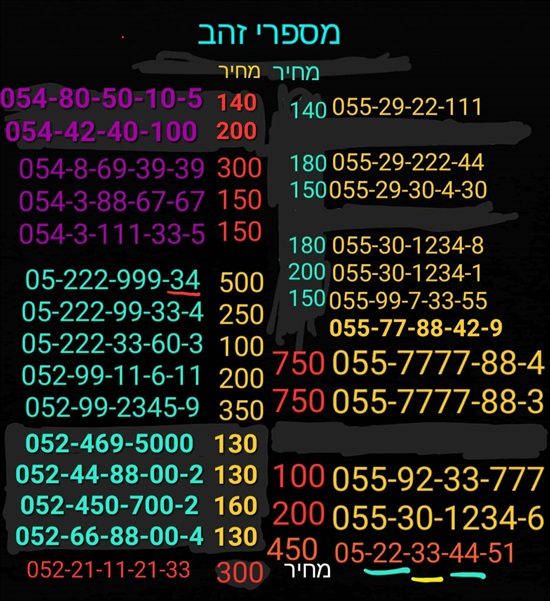 תמונה 9 ,מספרי זהב  למכירה בתל אביב סלולרי  מספרי זהב