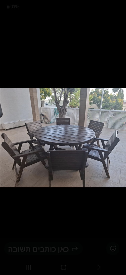 תמונה 1 ,שולחן עגול מעץ+6 כיסאות לגינה למכירה בחצור הגלילית לגינה  ריהוט לגינה