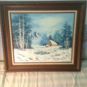 House & Trees in Snow עצים  
