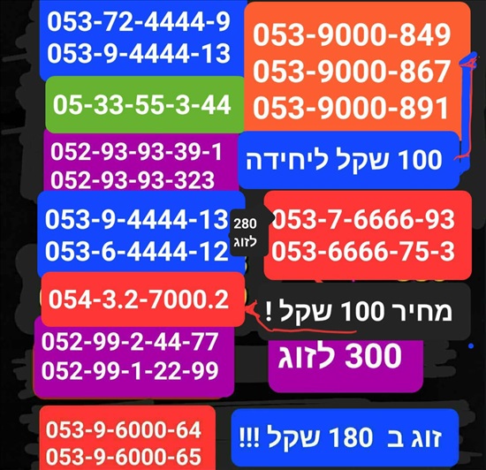 תמונה 6 ,מספרי זהב  למכירה בתל אביב סלולרי  מספרי זהב