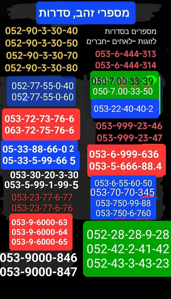 תמונה 8 ,מספרי זהב  למכירה בתל אביב סלולרי  מספרי זהב
