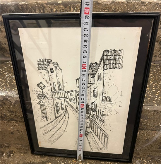 תמונה 4 ,ציור בתים שחור לבן למכירה בנתניה אומנות  ציור