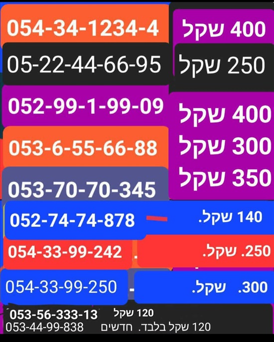 תמונה 7 ,מספרי זהב  למכירה בתל אביב סלולרי  מספרי זהב
