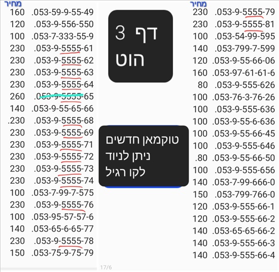 תמונה 12 ,מספרי זהב  למכירה בתל אביב סלולרי  מספרי זהב