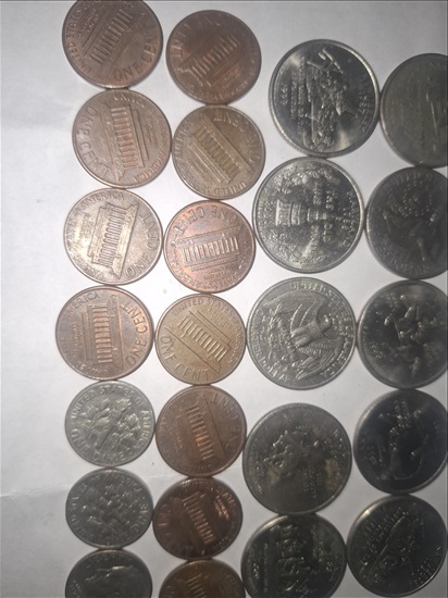 תמונה 1 ,מטבעות של רבע דולר ,וסנט אחד,י למכירה בירושלים אספנות  מטבעות ושטרות