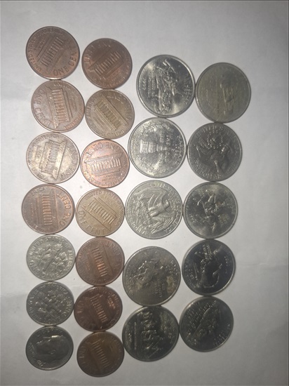 תמונה 3 ,מטבעות של רבע דולר ,וסנט אחד,י למכירה בירושלים אספנות  מטבעות ושטרות