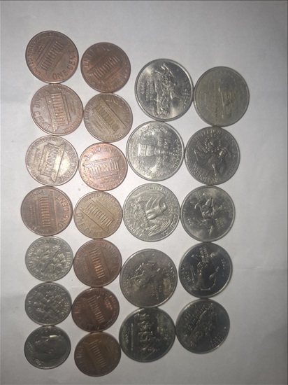 תמונה 4 ,מטבעות של רבע דולר ,וסנט אחד,י למכירה בירושלים אספנות  מטבעות ושטרות