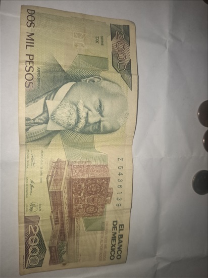 תמונה 2 ,שטר מקסיקני למכירה בירושלים אספנות  מטבעות ושטרות