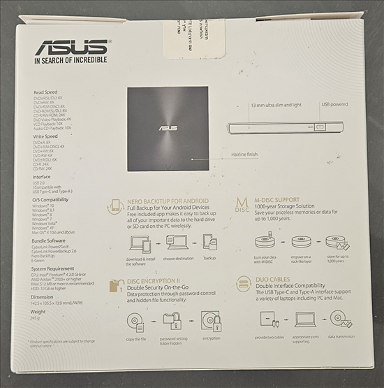 תמונה 2 ,צורב חיצוני ASUS ZenDrive U9M למכירה בראשון לציון מחשבים וציוד נלווה  צורבים