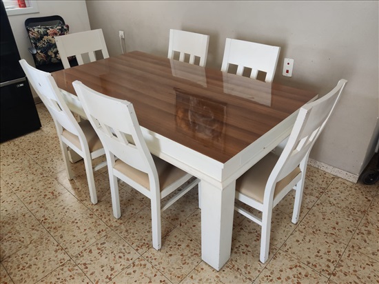 תמונה 2 ,שולחן אוכל + 6 כסאות למכירה ברחובות ריהוט  שולחנות