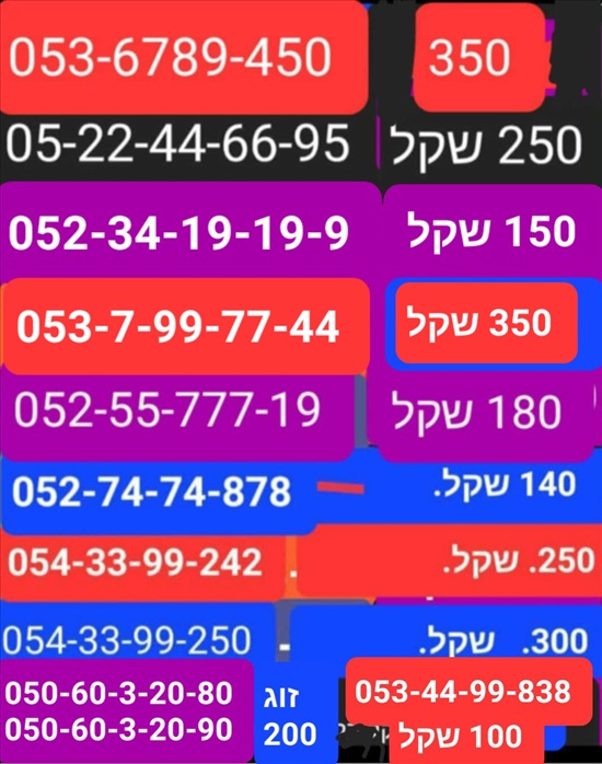 תמונה 5 ,מספרי זהב.   מבחר ענק נוסף למכירה בתל אביב סלולרי  מספרי זהב