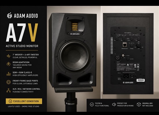 תמונה 1 ,זוג ADAM Audio A7V למכירה ברמת גן ציוד לדיג'יי ואולפנים  מוניטורים