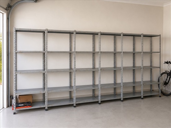 תמונה 1 ,19 מדפי מתכת 90x40 סמ + עמודים למכירה בהוד השרון ריהוט  מדפים