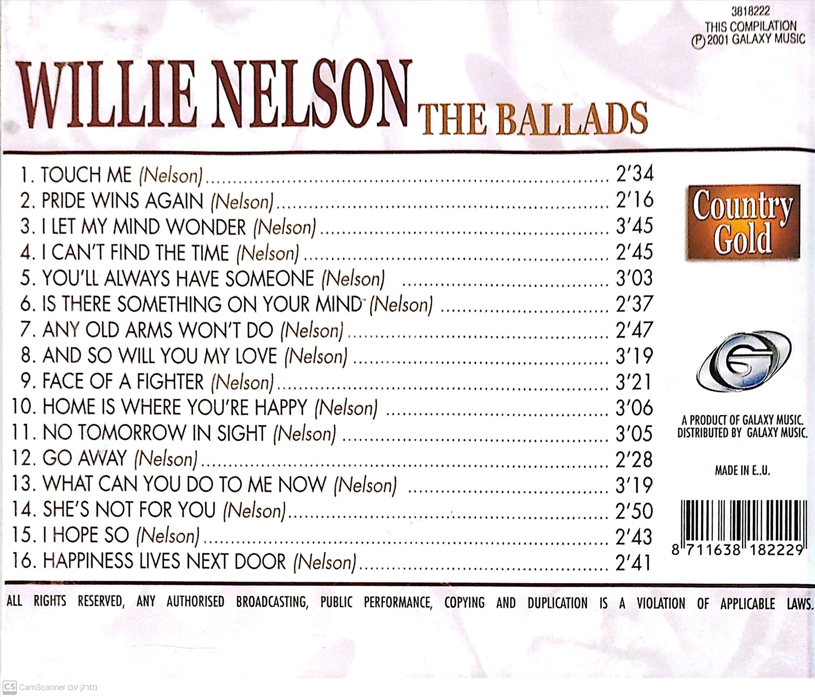 תמונה 2, Willie Nelson The Ballads למכירה ברמת השרון | מוסיקה וסרטים  cd