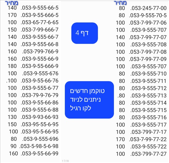 תמונה 2 ,מספרי זהב  למכירה בתל אביב סלולרי  מספרי זהב